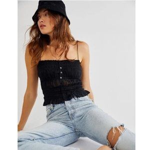 Free People Meridian Corset Top Fp One Black Smocked M